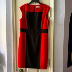 Calvin Klein sheath dress VG condition. Red/ Black